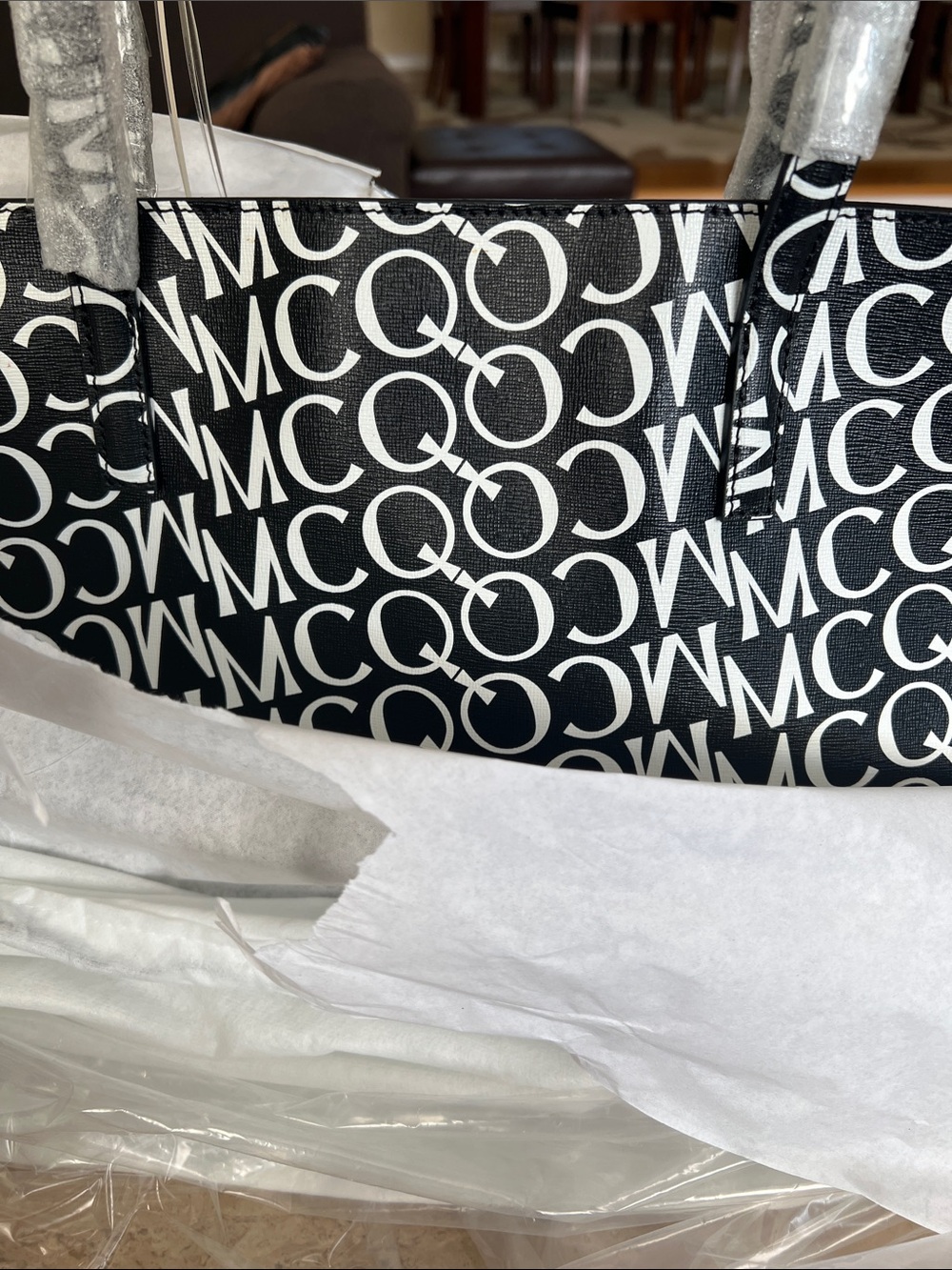 McQ by Alexander McQueen Black and White Logo Monogram Tote